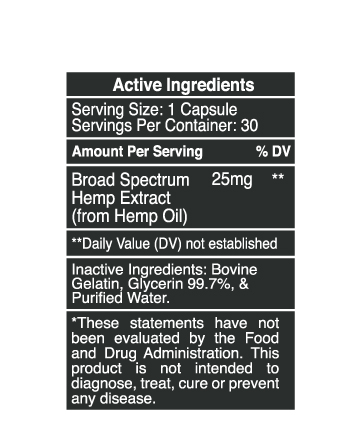 CBD Broad Spectrum Softgels 30pcs 750mg  | Live Green Hemp
