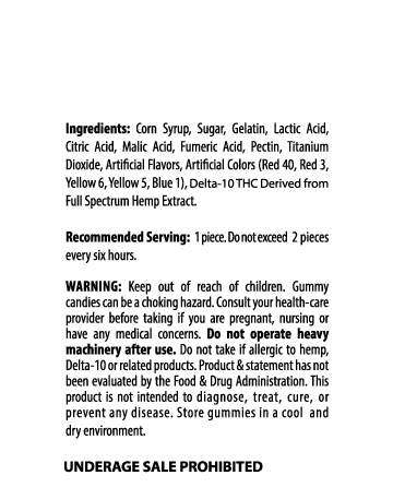 Delta 10 Gummy Blue Raspberry Rings 30ct 750mg | Live Green Hemp