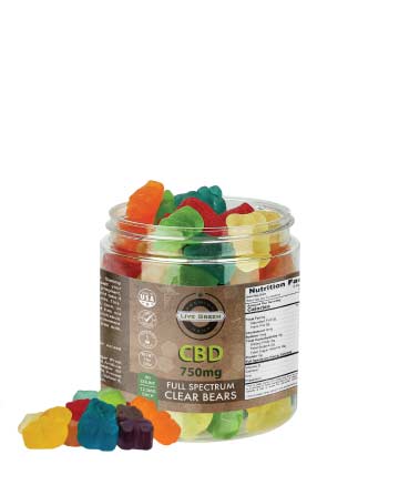 CBD Full Spectrum Gummy Clear Bears 8oz 750mg | Live Green Hemp