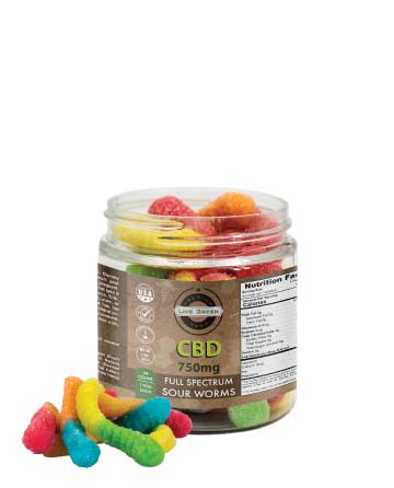 CBD Full Spectrum  Gummy Sour Worms 8oz 750mg | Live Green Hemp