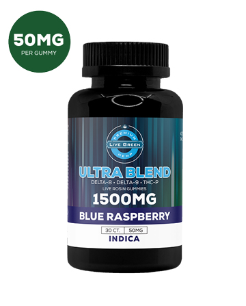 Ultra Infused Gummies Blue Raspberry 30ct 1500mg | Live Green Hemp